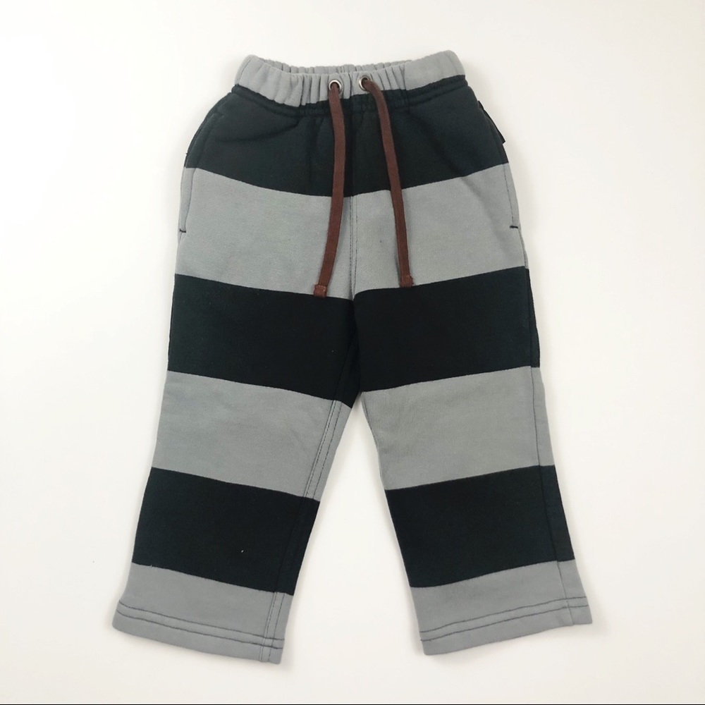 Boys Striped Sweat Pants Black and Gray